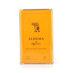 Alhema de Queiles, ecológico. Aceite de oliva coupage, Caja de 4 latas de 3 L