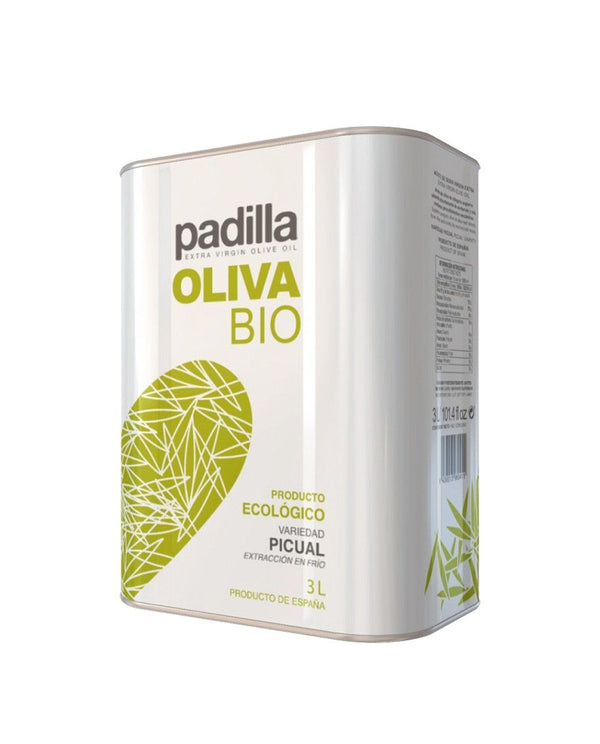 Padilla Bio. Picual organic olive oil, box of 4 3-liter cans